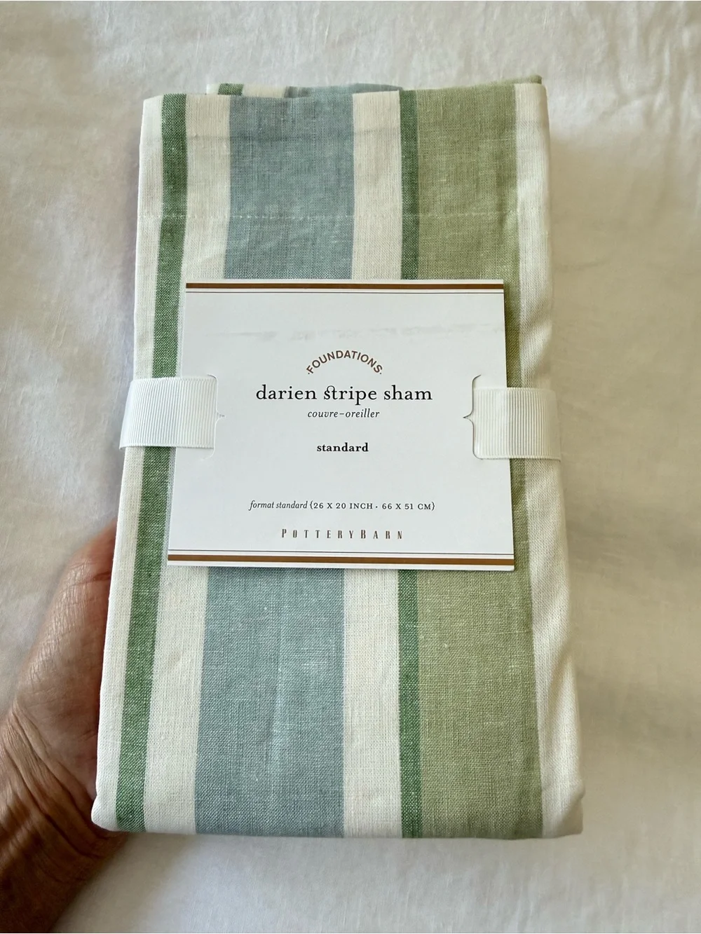 Pottery Barn | Set Of 2 Darien Striped Linen Blend Standard Pillow Shams NWT